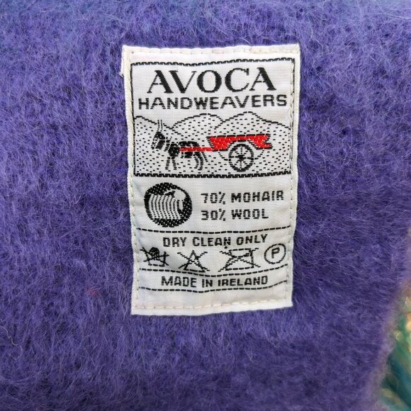 Avoca Handweavers Blanket Throw Mohair Wool Ireland Blue Purple Pink 65"x55" - Picture 10 of 11